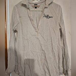 Tommy Hilfiger White and Black Striped Shirt